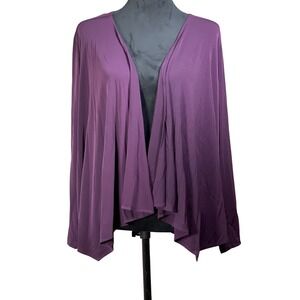 Susan Graver Every Day Plum Purple Duster Cardigan Waterfall Drape Size 1X